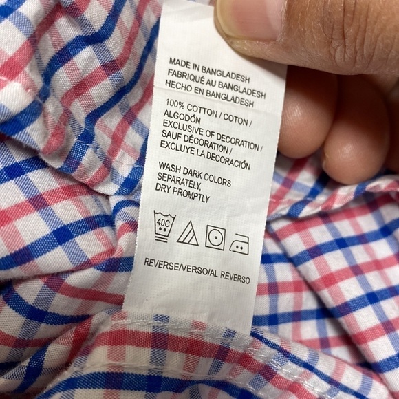 IZOD EUC Men's 100% Cotton Plaid Shirt White Red and Blue X-Large - Picture 10 of 10